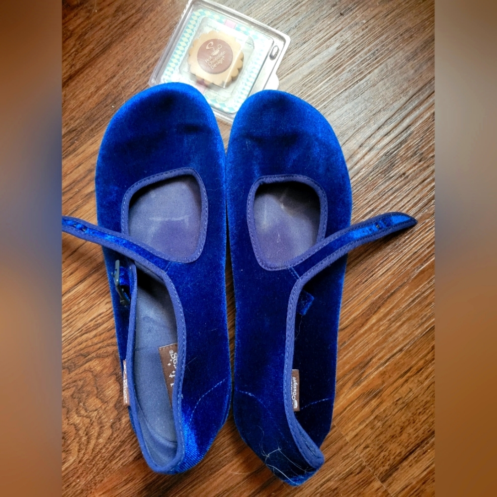 EUC Blue Velvet Mary Janes
